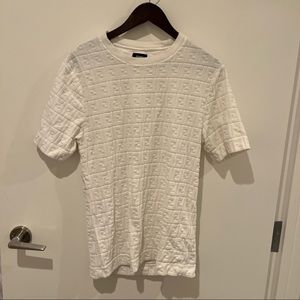 Fendi White Embossed FF Logo Short Sleeve Tee